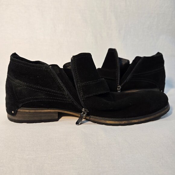 DONAL J PLINER Old Money Grunge Western BLACK Suede WORK Boots Men's Size 12M. - Picture 14 of 17